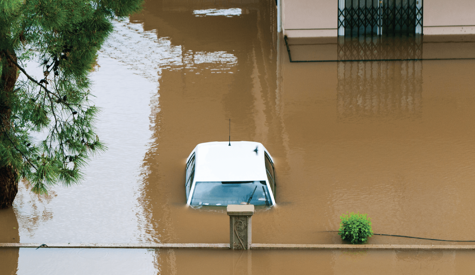 Car stuck in a flood