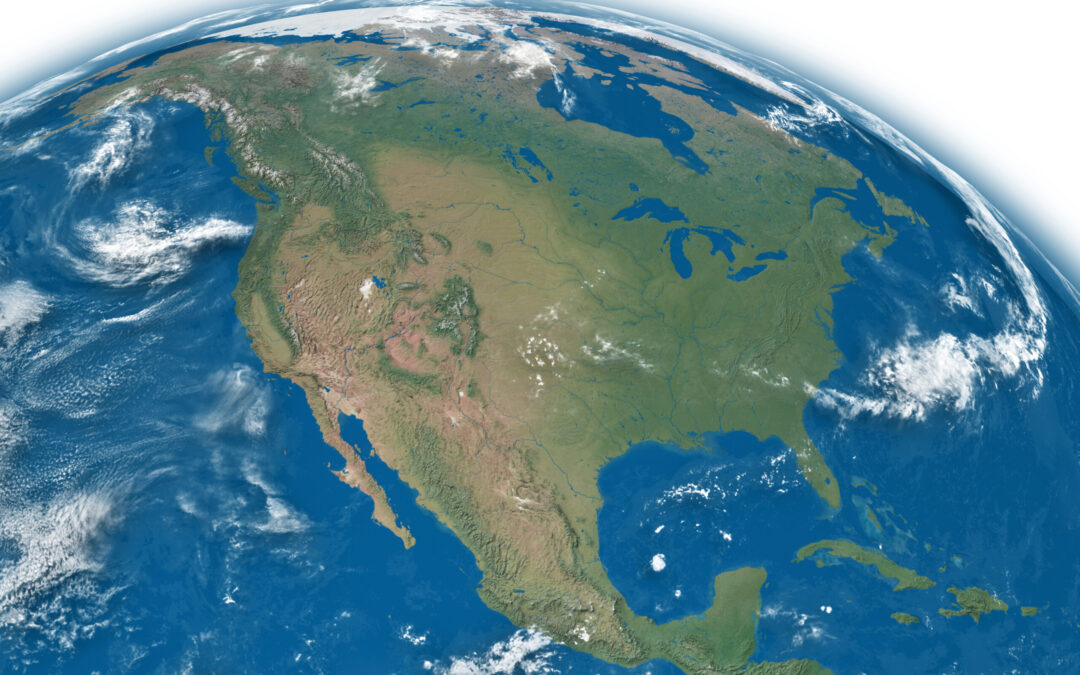 North America On Blue Earth